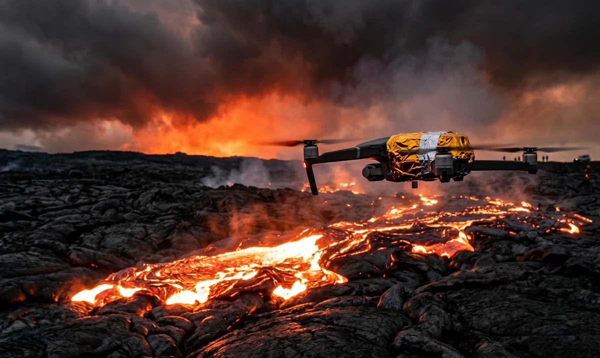 Fotografowanie lawy – jak nie stopić drona? Poradnik